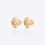 18K gold rhombus earrings with a Polki center and diamonds