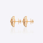 18K gold rhombus earrings with a Polki center and diamonds