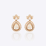 14K gold circular triangular earrings with radiant Polki diamonds