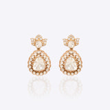 14K gold circular triangular earrings with radiant Polki diamonds