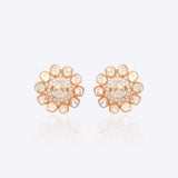 18k gold floral earrings with layered Polki diamonds in symmetric design