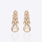 Talia Polki Diamond Earrings in 14k gold with cascading Polki and a teardrop centrepiece.