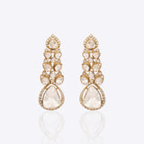 Talia Polki Diamond Earrings in 14k gold with cascading Polki and a teardrop centrepiece.