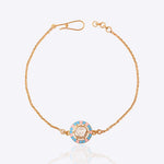 14k gold bracelet with Polki stud, candy blue and gold enamel