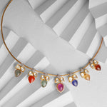 14K gold necklace with Polki, diamonds, pearls, and Navratna stones
