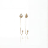 14K gold Cirelle Chain Drop earrings with elegant Polki detailing and delicate moving chains.