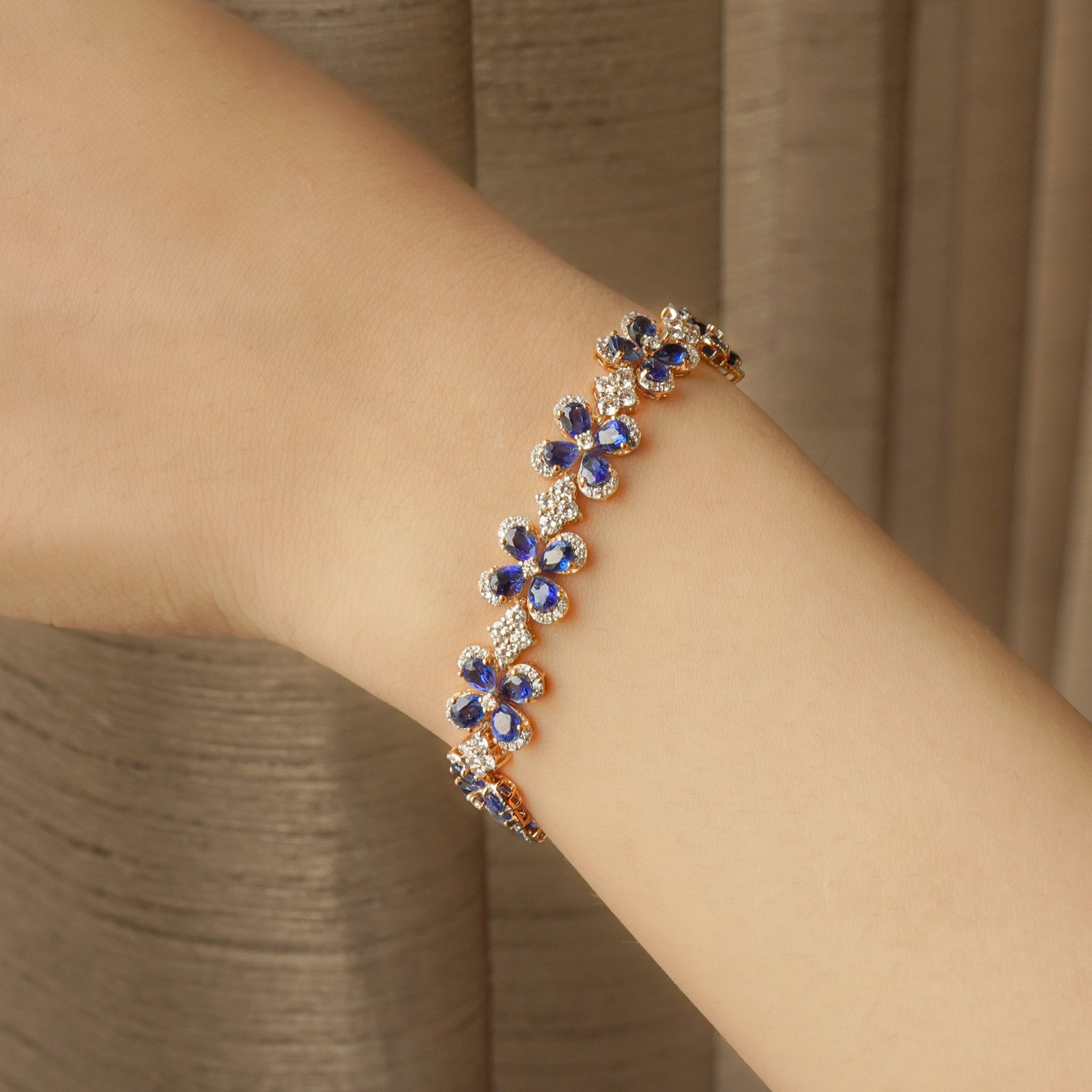 Starlight sapphire bracelet with shimmering blue sapphires