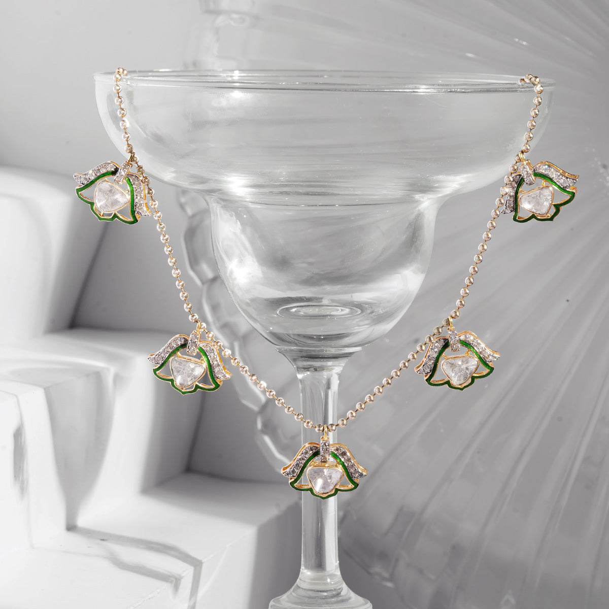 Necklace featuring the symbolic beauty of the lotus flower and timeless Polki diamonds.