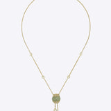 9k gold Luminous Orb necklace with spherical centerpiece and dual Polki drop chains