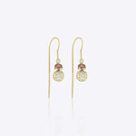 9k gold minimal pearl earrings with floral Polki detailing and sleek threads