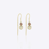 9k gold minimal pearl earrings with floral Polki detailing and sleek threads