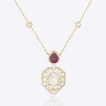 14K gold ruby pendant necklace modern minimal Polki fine jewellery