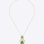 14K gold emerald pendant minimal modern Polki fine jewellery design