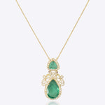 14K gold emerald pendant minimal modern Polki fine jewellery design