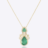 14K gold emerald pendant minimal modern Polki fine jewellery design