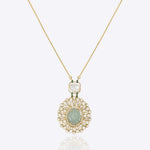 14K gold emerald pendant minimal modern Polki fine jewellery design