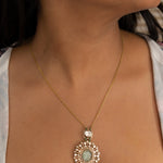 14K gold emerald pendant minimal modern Polki fine jewellery design