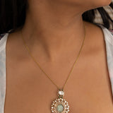 14K gold emerald pendant minimal modern Polki fine jewellery design