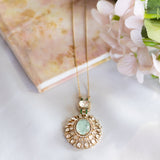 14K gold emerald pendant minimal modern Polki fine jewellery design