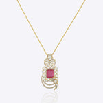 14K gold pendant with pink sapphire and Polki diamonds – fine Polki jewellery