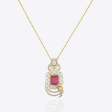 14K gold pendant with pink sapphire and Polki diamonds – fine Polki jewellery
