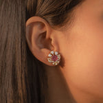 14K gold Mughal Muse earrings with Polki diamonds in a classic motif.