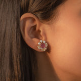 14K gold Mughal Muse earrings with Polki diamonds in a classic motif.