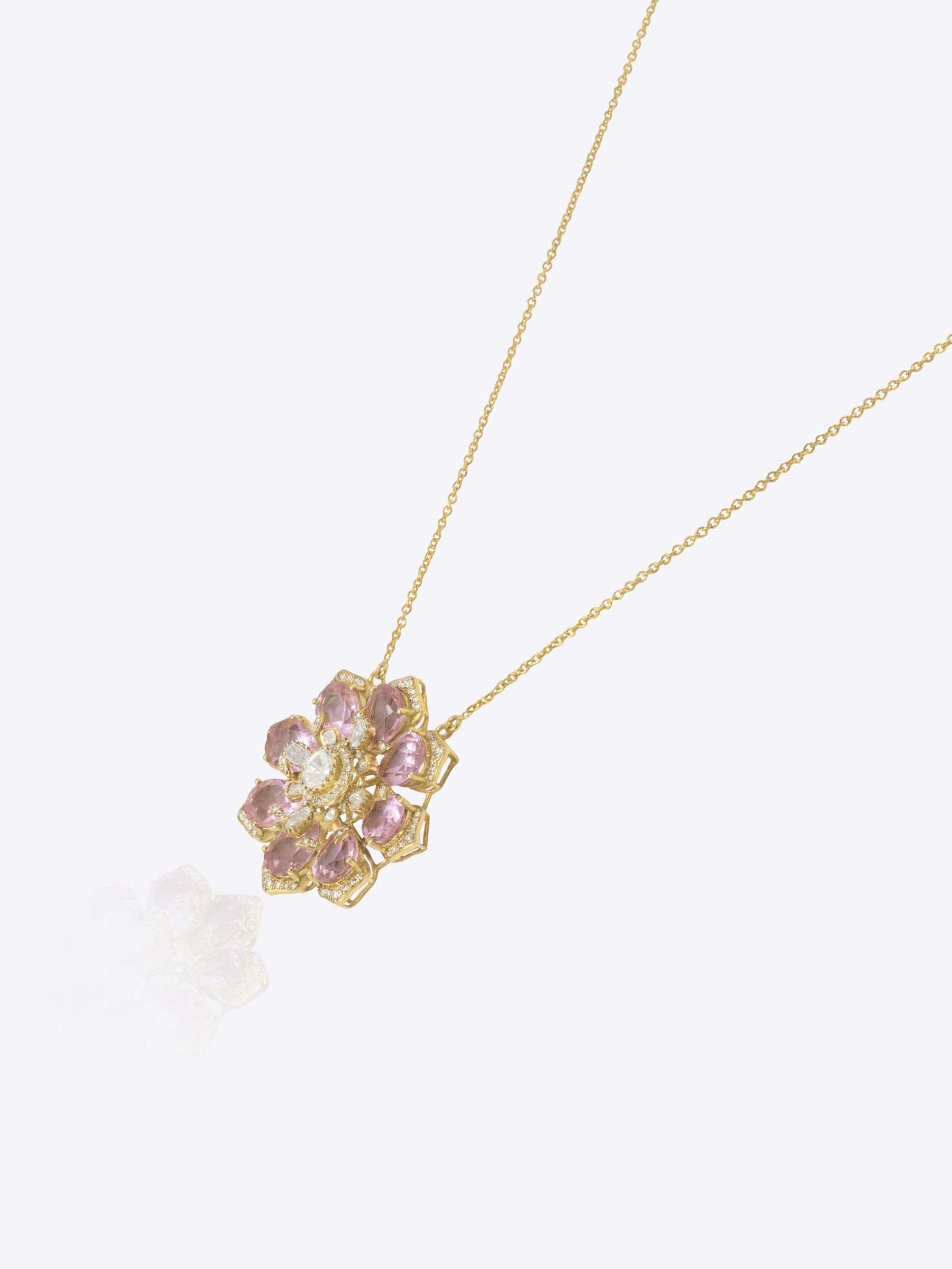 14K gold floral pendant minimal modern Polki fine jewellery design