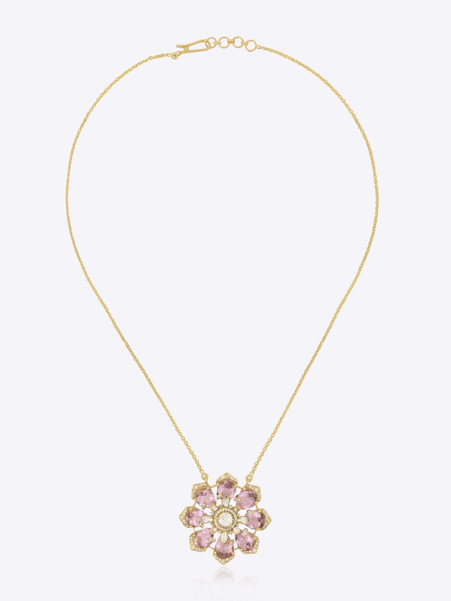 14K gold floral pendant minimal modern Polki fine jewellery design