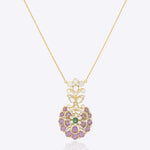 14K gold emerald floral pendant modern minimal Polki fine jewellery