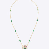 14K gold emerald ruby tourmaline pendant modern Polki fine jewellery