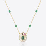 14K gold emerald ruby tourmaline pendant modern Polki fine jewellery