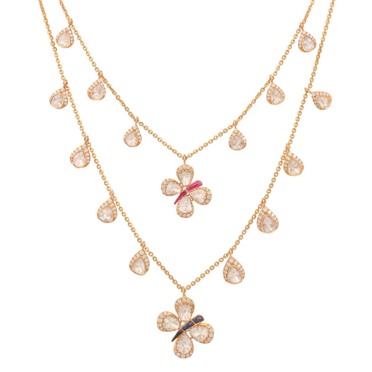 Polki Papillion Dream necklace in butterfly design with fine detail