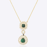 14K gold emerald oval pendant minimal modern Polki fine jewellery design