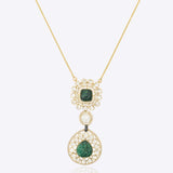 14K gold emerald oval pendant minimal modern Polki fine jewellery design