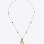 Twin peacock Polki gem piece in 14k gold, styled for festive layering.