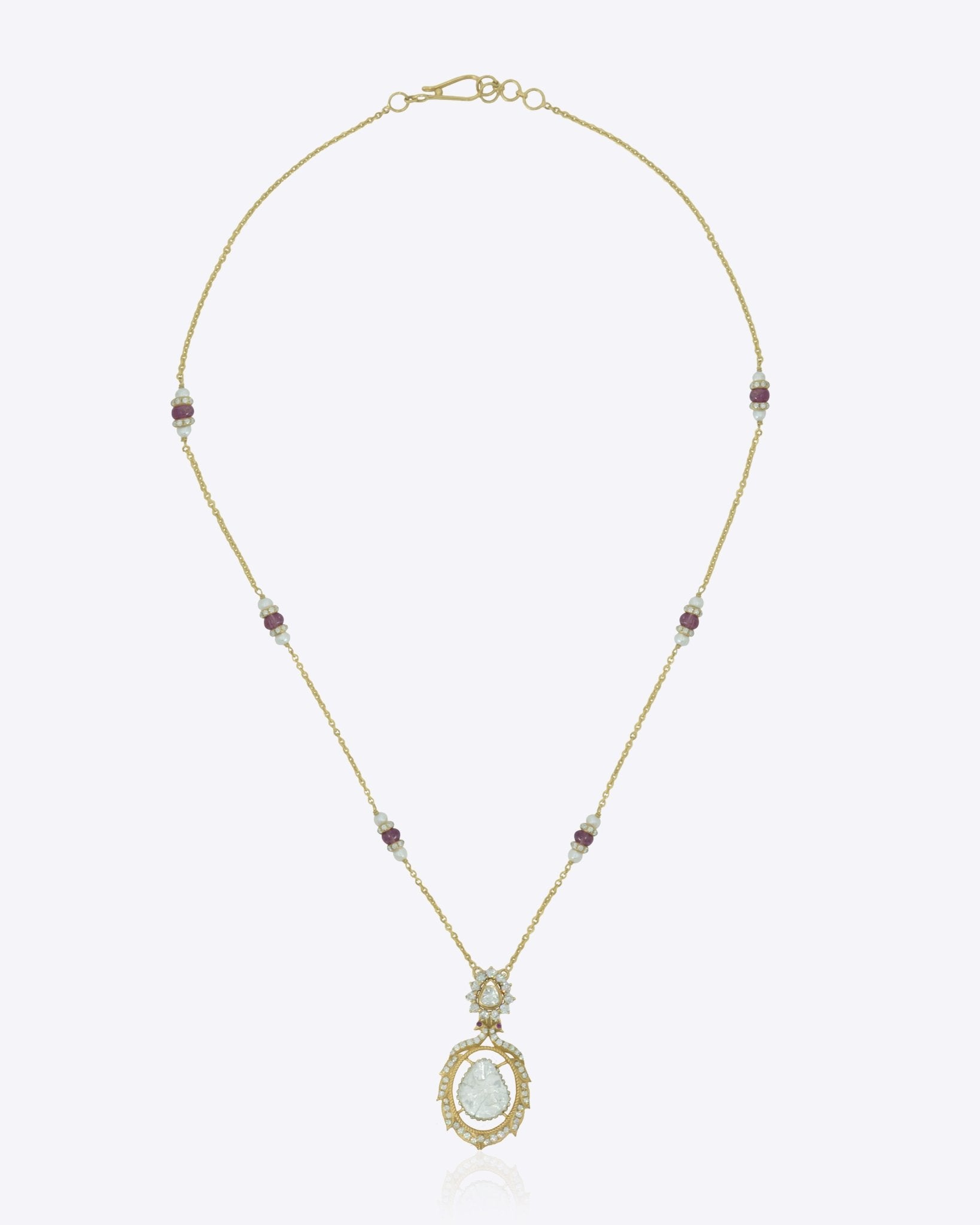 Twin peacock Polki gem piece in 14k gold, styled for festive layering.