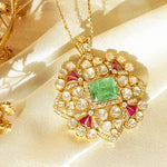 Sorbet Fleur pendant in delicate pastel tones with Polki diamonds