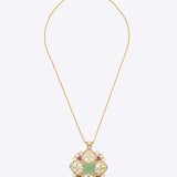 Sorbet Fleur Pendant in 14k gold with a square-cut emerald and Polki diamonds