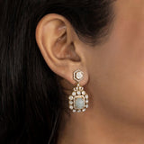 Victorian Aquamarine Polki Diamond Earrings