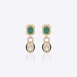 Emerald Aura Polki Diamond Earrings