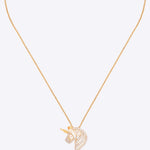 Unicorn Polki Pendant in 14K gold with radiant diamond detailing on a sleek chain.