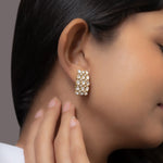 Regal Mosaic Earrings in 14K gold with Polki and diamond detailing
