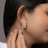Regal Mosaic Earrings in 14K gold with Polki and diamond detailing