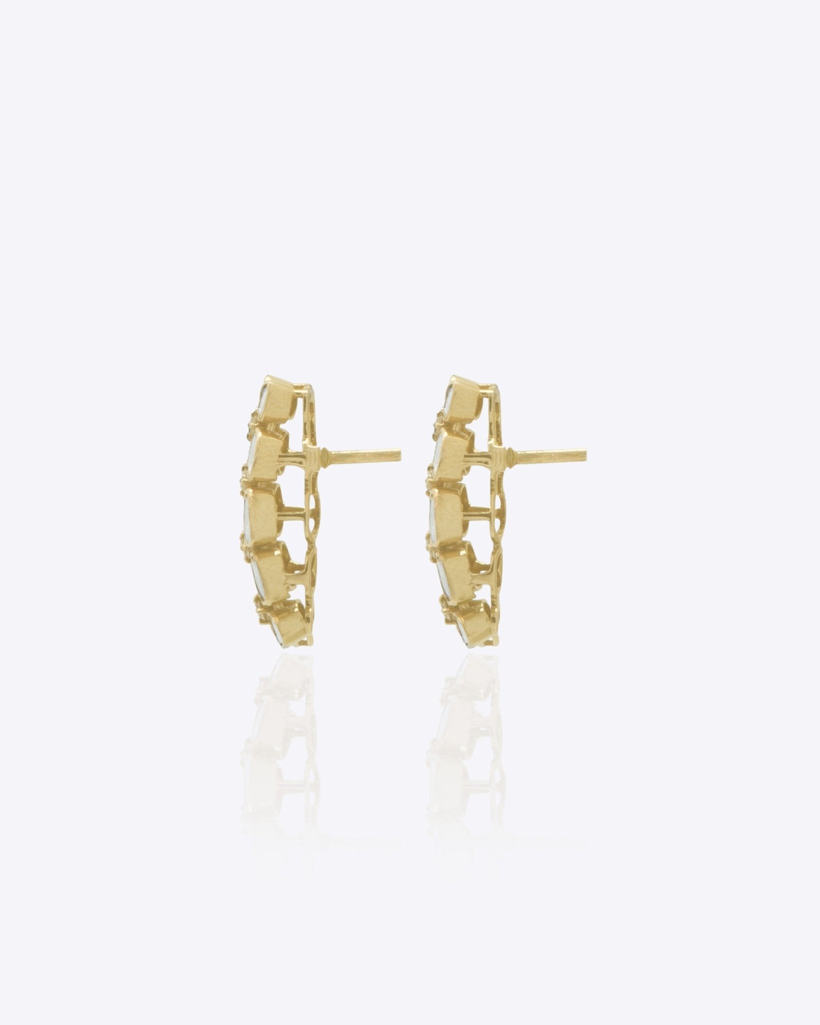 Regal Mosaic Earrings in 14K gold with Polki and diamond detailing