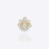 Aurelia Bloom Ring in 14k gold features with polki and diamonds in a floral sunburst design crafted in gold