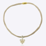 9k gold Zenith Thread necklace with triangular Polki centerpiece and textured finish