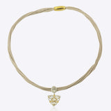 9k gold Zenith Thread necklace with triangular Polki centerpiece and textured finish