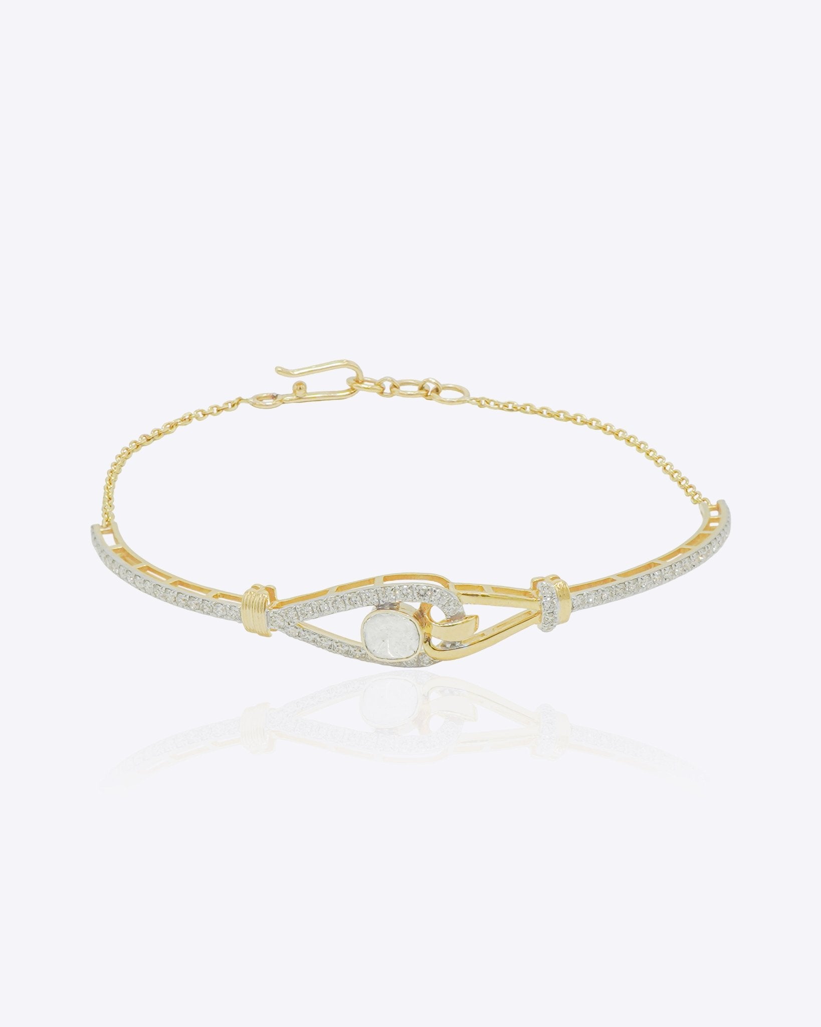 14k gold bracelet with interlaced minimalist design