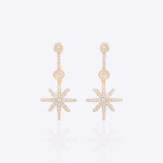 14K gold Polar Star Drop Earrings with Polki and diamond accents.
